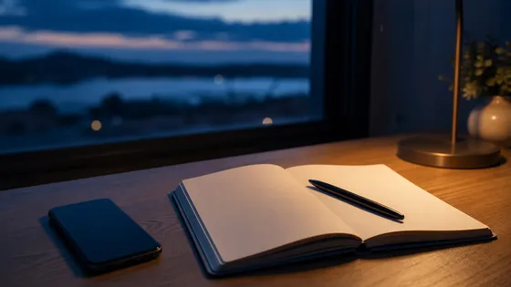 Pattie's office desk at dusk